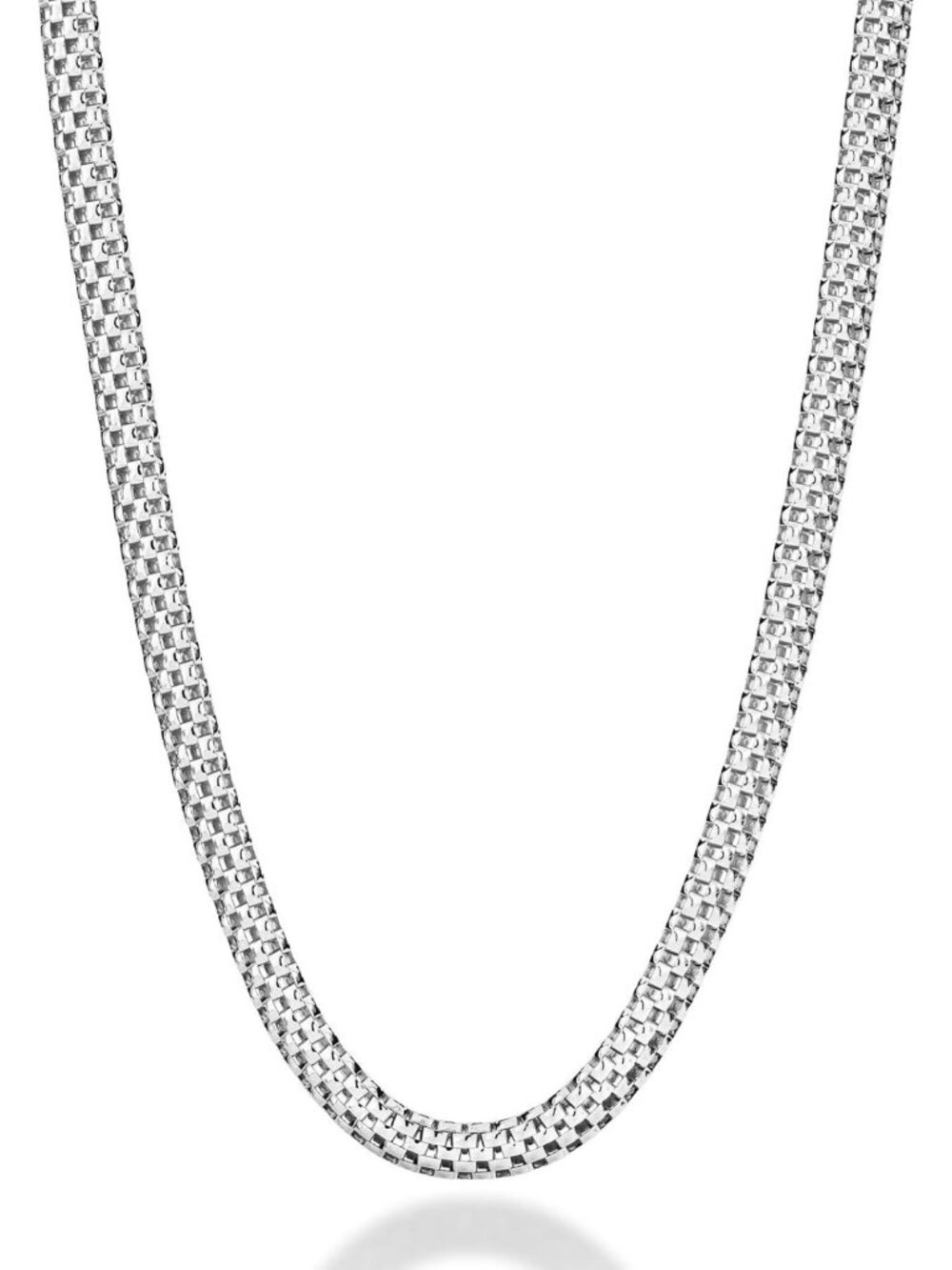 Elegant 4mm Sterling Silver Mesh Link Chain Necklace for Women, Italian Design